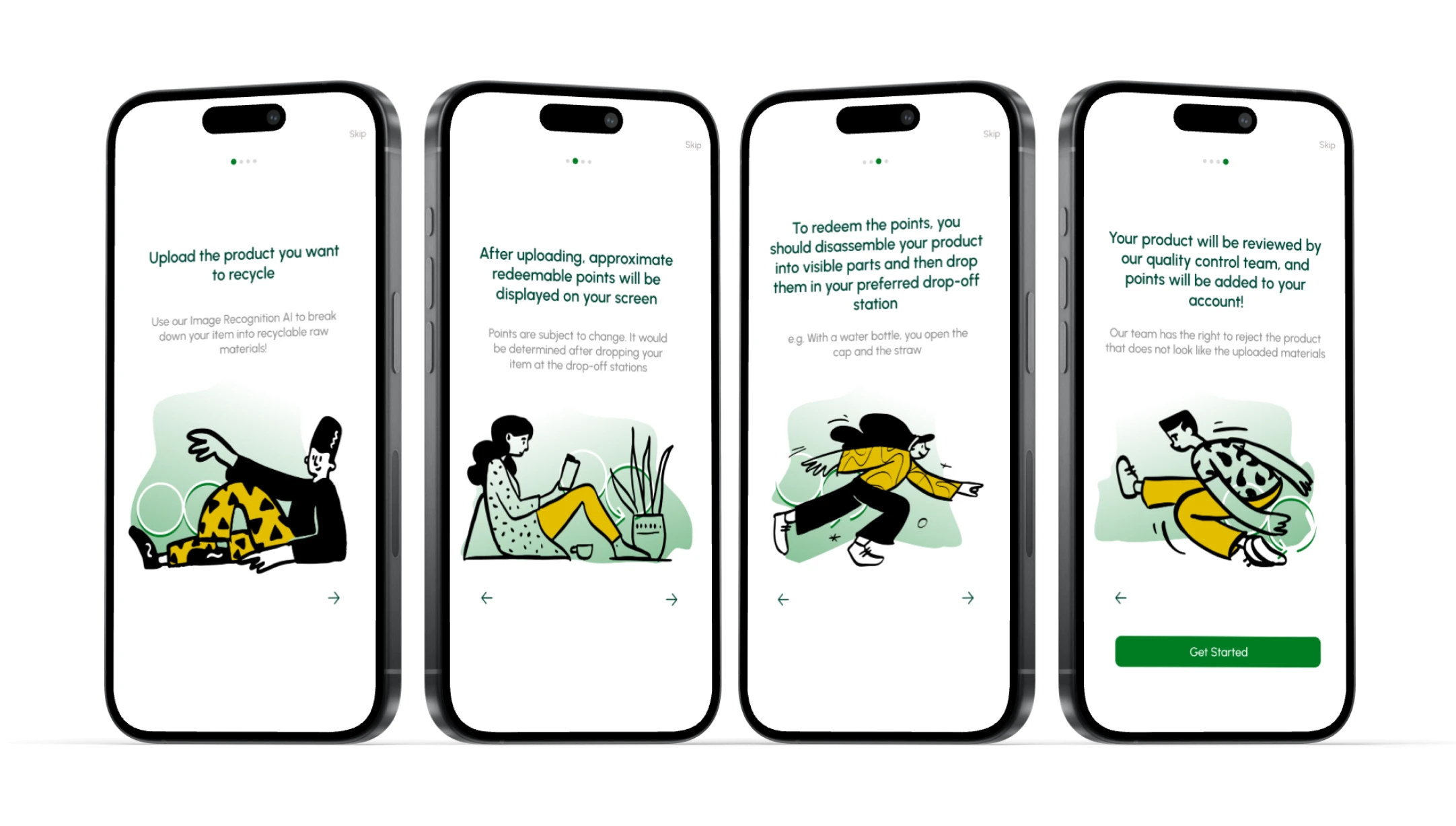 Recycloop app screens